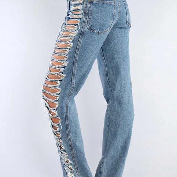 Side Rip Denim Jeans - Picture 5 of 5